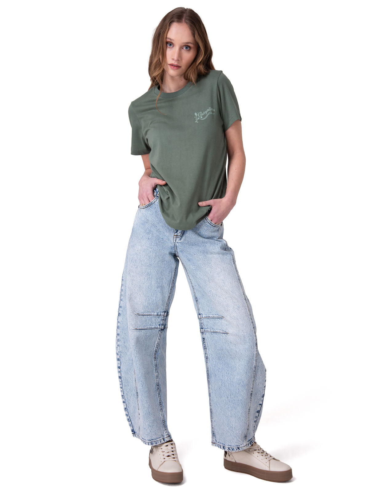 Polera Manga Corta Mujer Floral Graphic Tee Verde