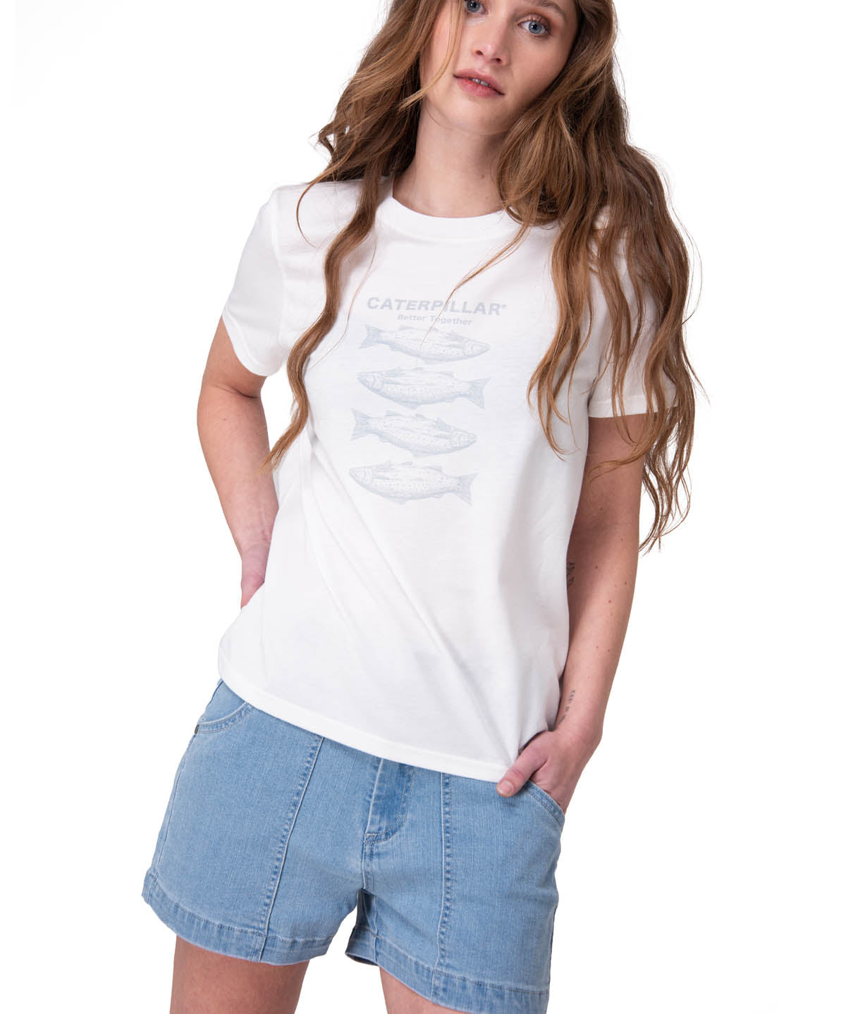 Polera Manga Corta Mujer Fish Graphic Tee Blanco