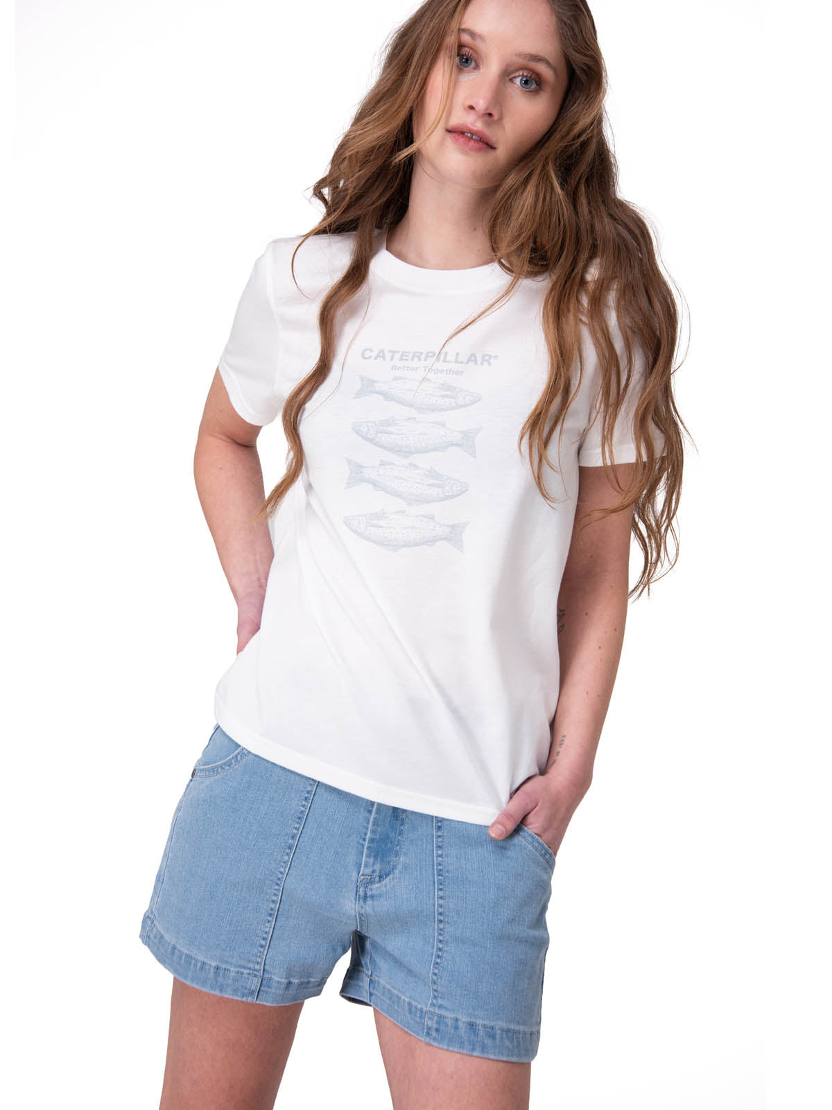 Polera Manga Corta Mujer Fish Graphic Tee Blanco