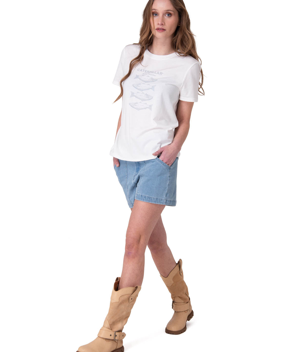 Polera Manga Corta Mujer Fish Graphic Tee Blanco