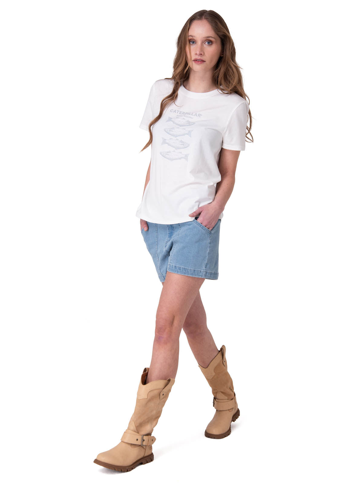 Polera Manga Corta Mujer Fish Graphic Tee Blanco