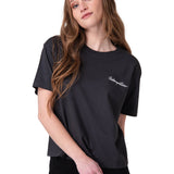 Polera Manga Corta Mujer Boxy Heavyweight Emb Negro