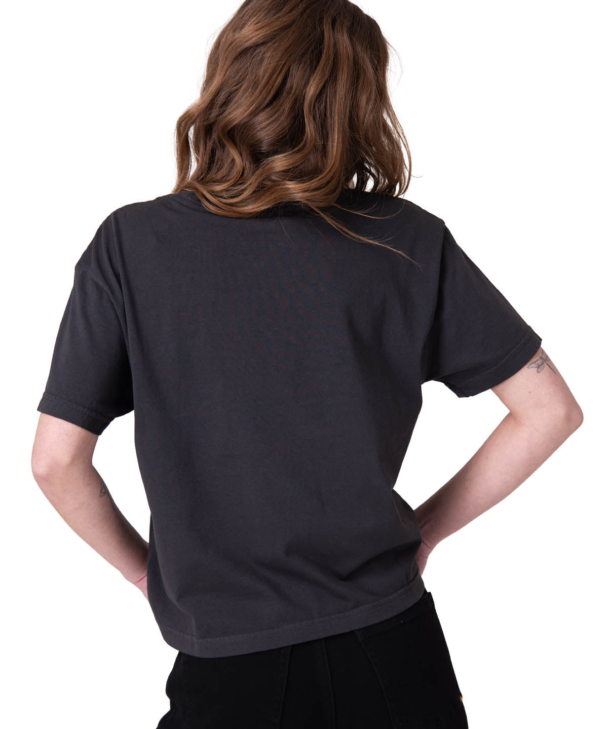 Polera Manga Corta Mujer Boxy Heavyweight Emb Negro