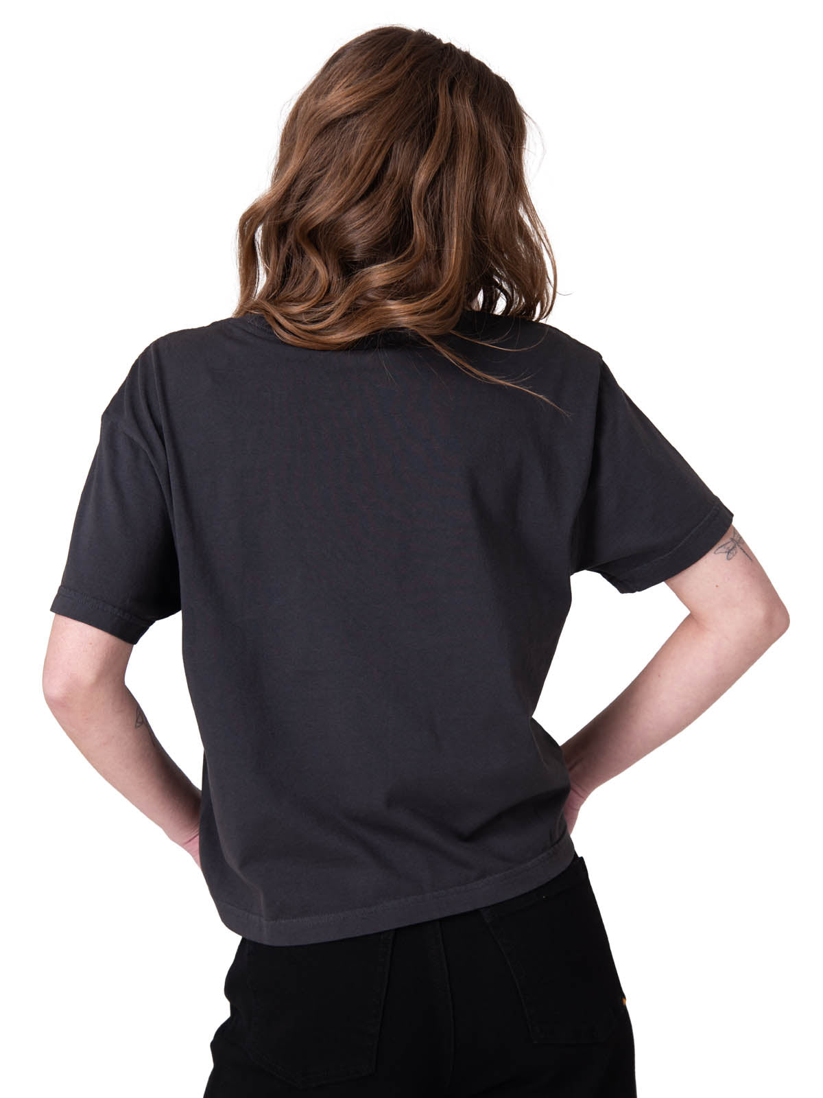 Polera Manga Corta Mujer Boxy Heavyweight Emb Negro