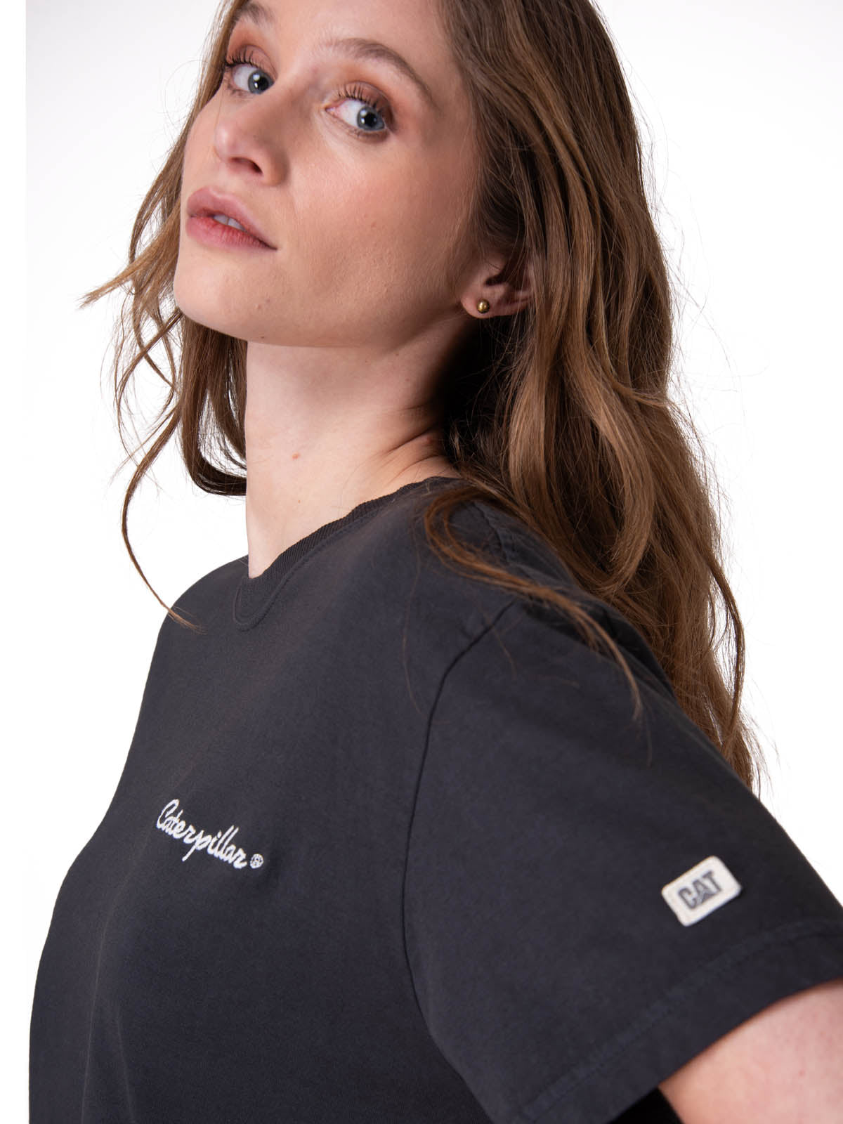 Polera Manga Corta Mujer Boxy Heavyweight Emb Negro