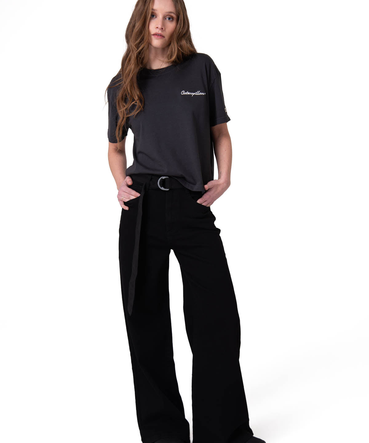 Polera Manga Corta Mujer Boxy Heavyweight Emb Negro