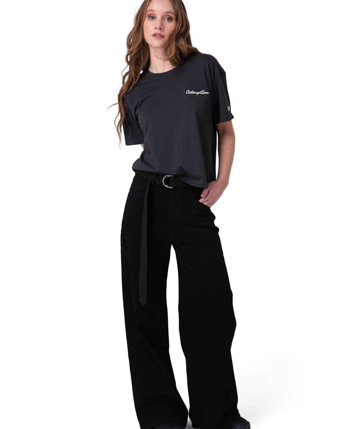 Polera Manga Corta Mujer Boxy Heavyweight Emb Negro