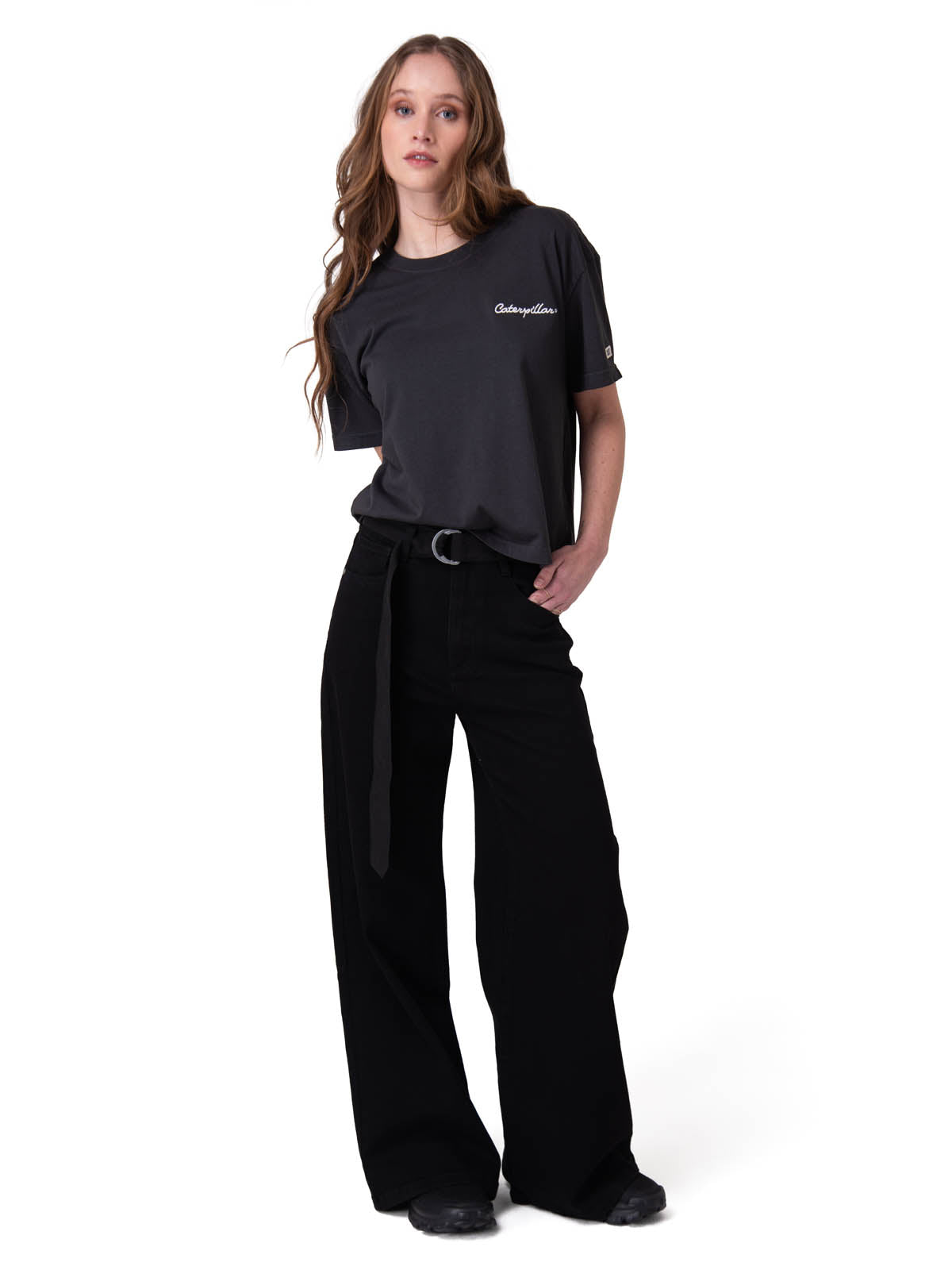 Polera Manga Corta Mujer Boxy Heavyweight Emb Negro
