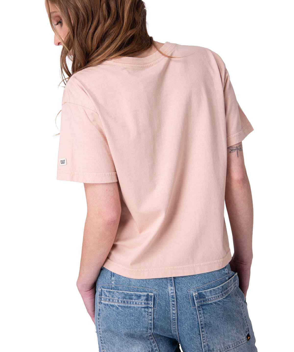 Polera Manga Corta Mujer Boxy Heavyweight Emb Rosado
