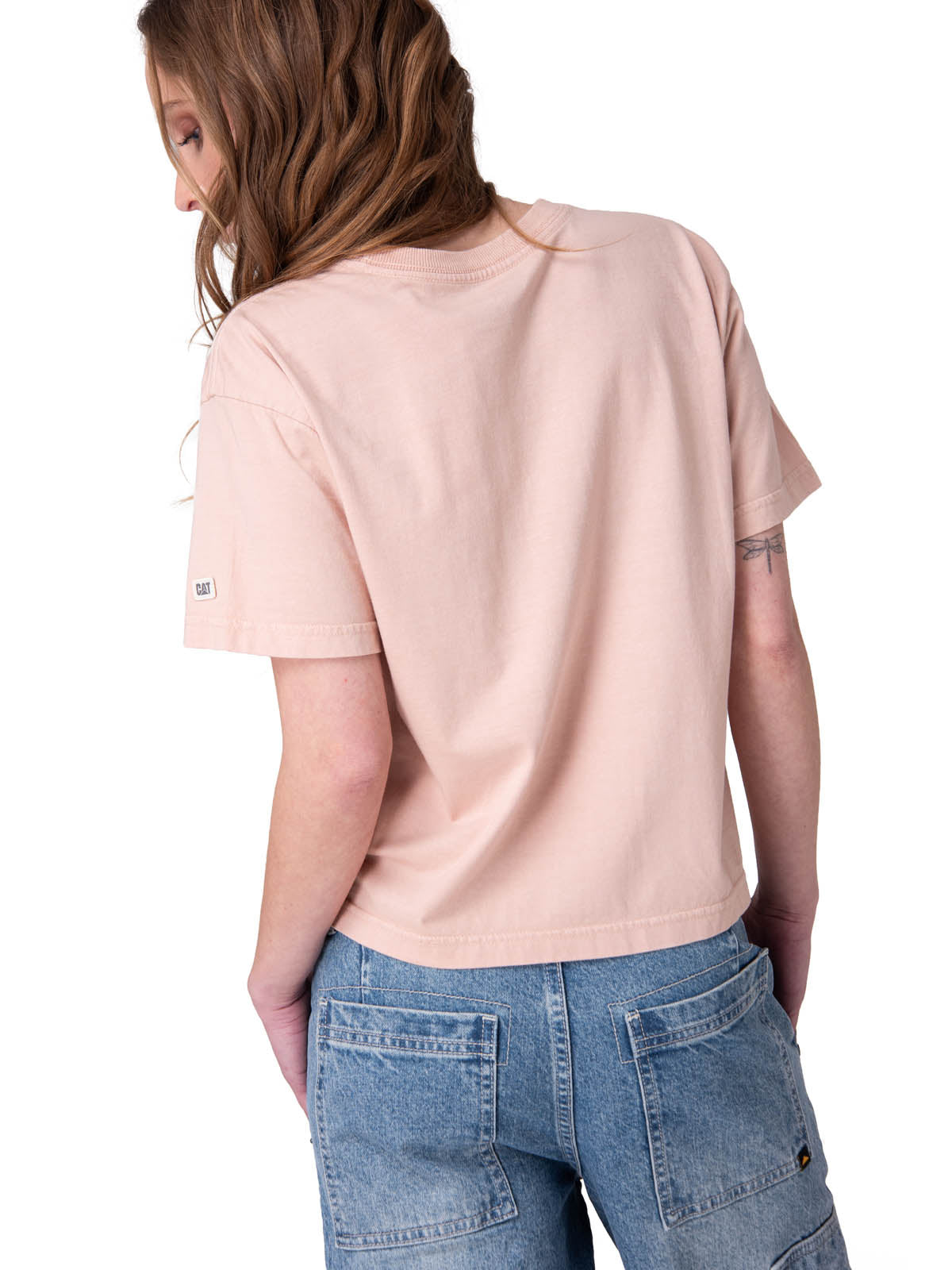 Polera Manga Corta Mujer Boxy Heavyweight Emb Rosado