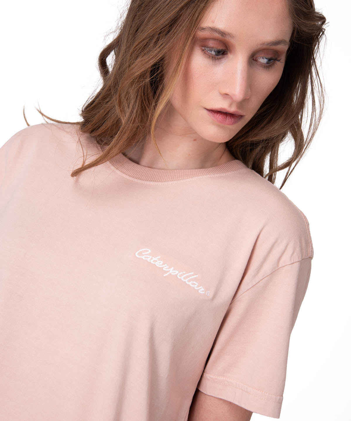 Polera Manga Corta Mujer Boxy Heavyweight Emb Rosado