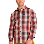 Camisa Manga Larga Casual Hombre Plaid Poplin Rojo CAT