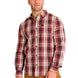 Camisa Manga Larga Casual Hombre Plaid Poplin Rojo CAT