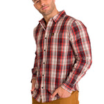 Camisa Manga Larga Casual Hombre Plaid Poplin Rojo CAT