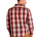Camisa Manga Larga Casual Hombre Plaid Poplin Rojo CAT