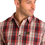 Camisa Manga Larga Casual Hombre Plaid Poplin Rojo CAT