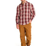 Camisa Manga Larga Casual Hombre Plaid Poplin Rojo CAT