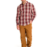 Camisa Manga Larga Casual Hombre Plaid Poplin Rojo CAT