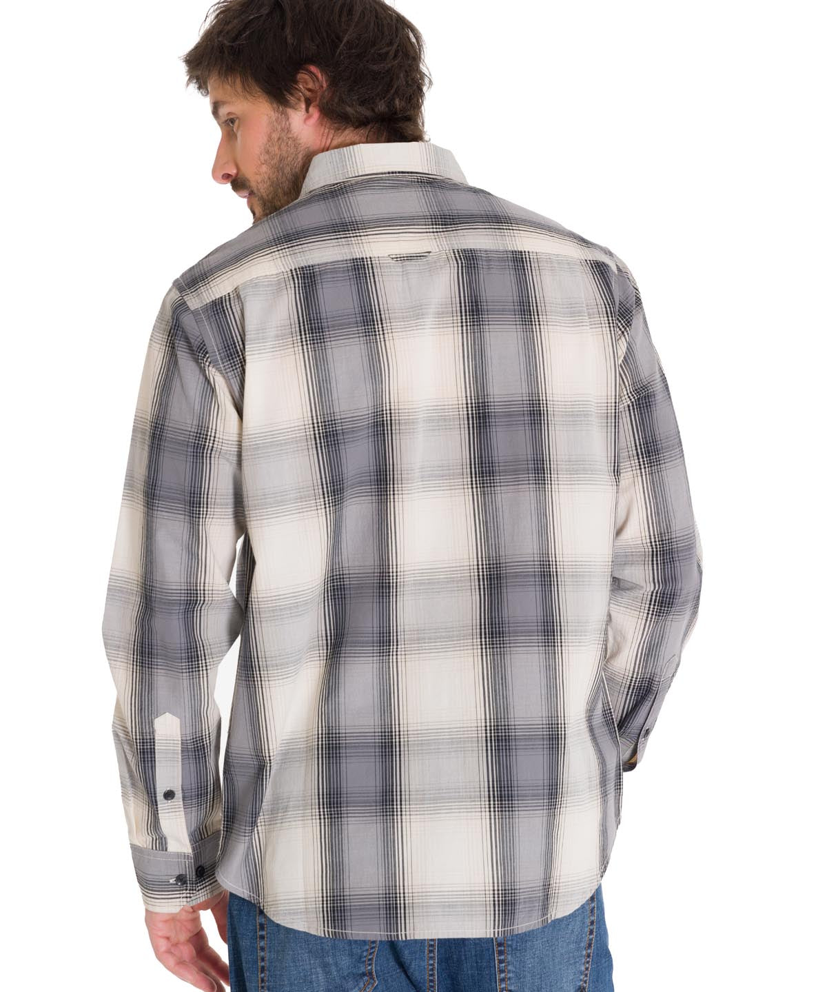 Camisa Manga Larga Casual Hombre Plaid Poplin Amarillo CAT