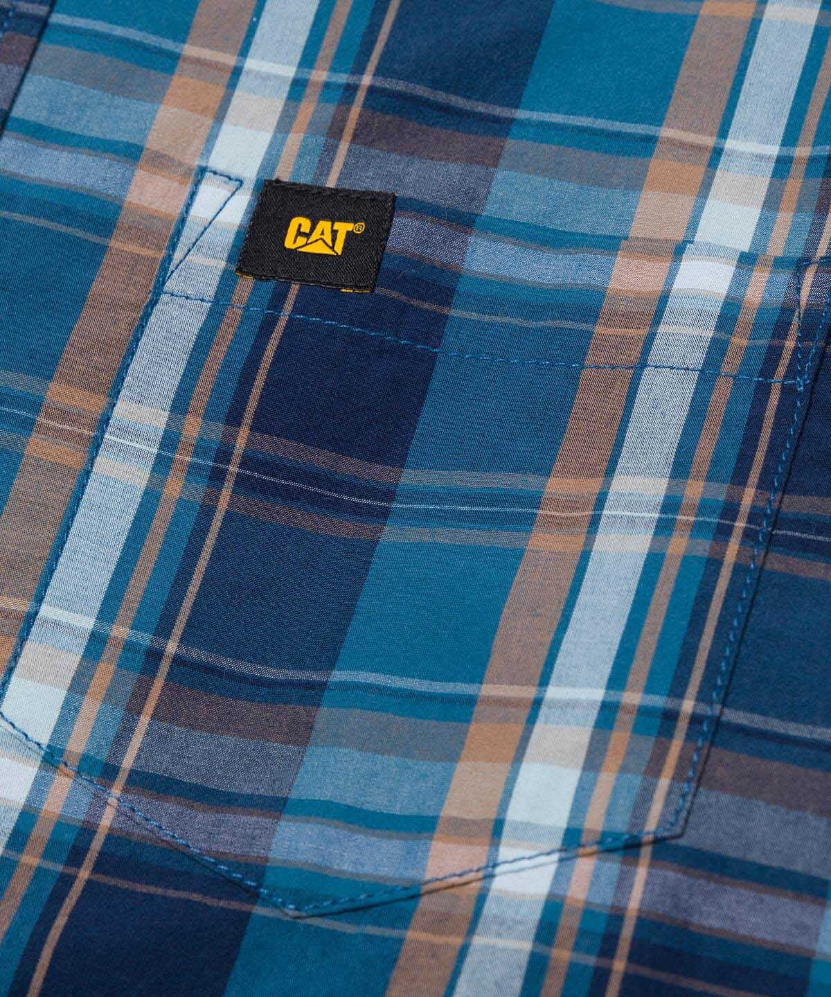 Camisa Manga LargaCasual Hombre Plaid Poplin Rojo Azul CAT