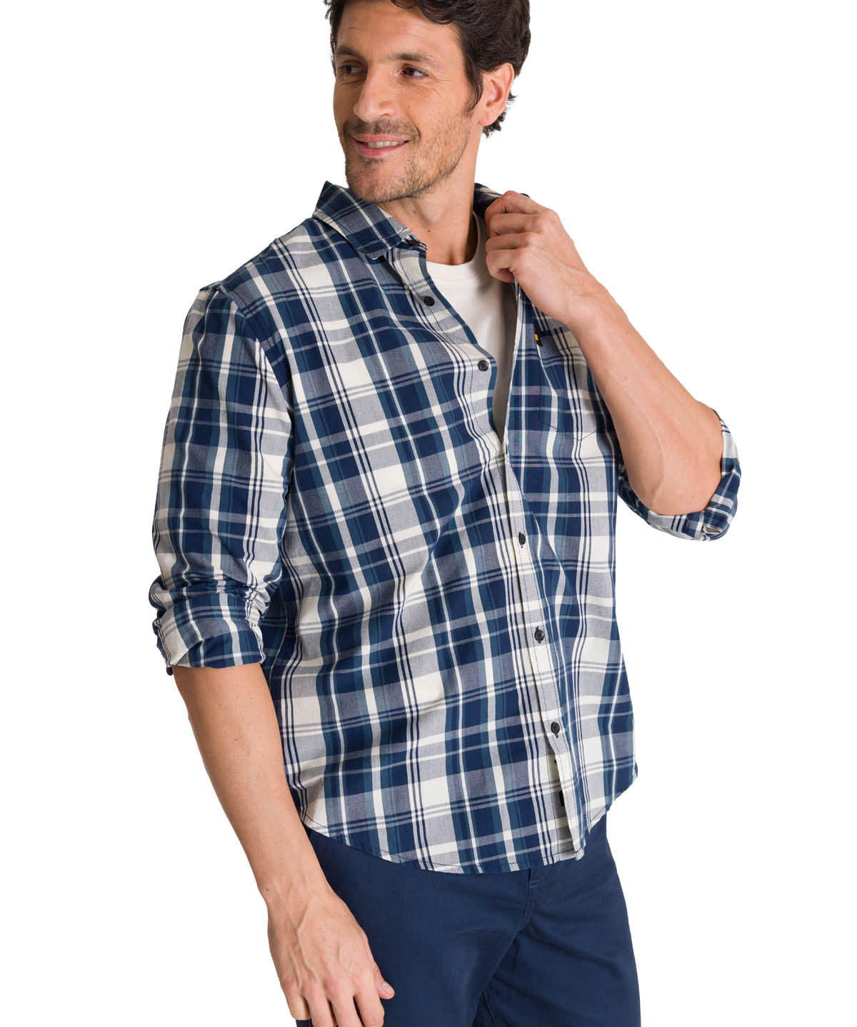 Camisa Manga Larga Hombre Poplin Azul CAT