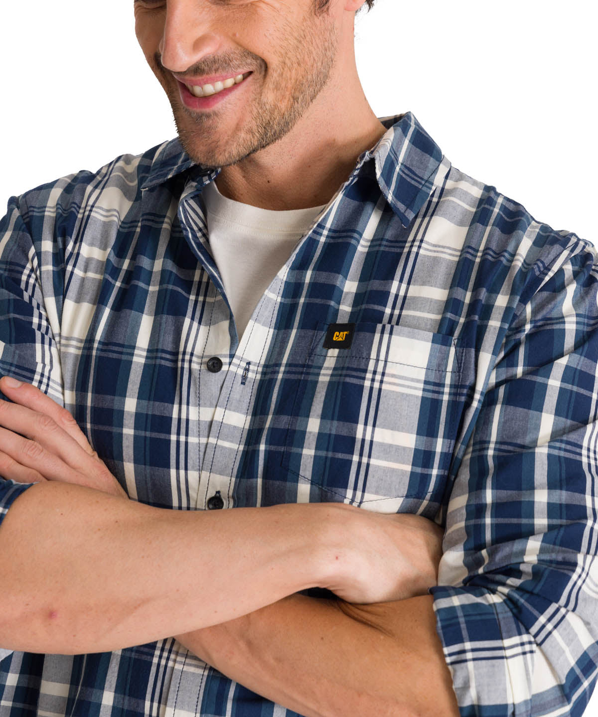 Camisa Manga Larga Hombre Poplin Azul CAT