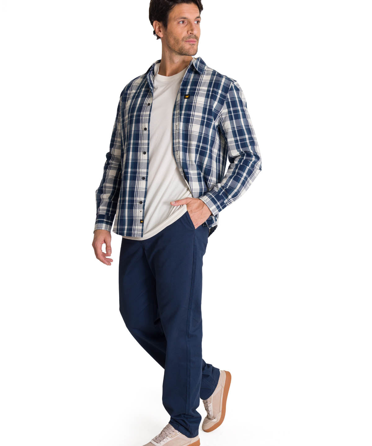 Camisa Manga Larga Hombre Poplin Azul CAT