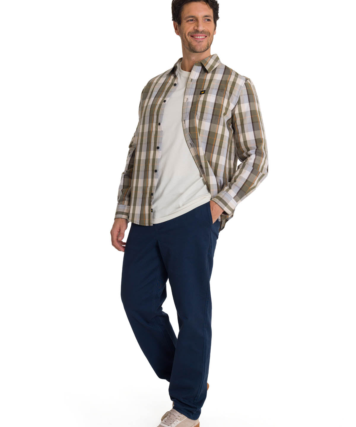 Camisa Manga Larga Hombre Poplin Oliva CAT