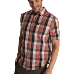 Camisa Manga Corta Hombre Plaid Poplin Terracota CAT