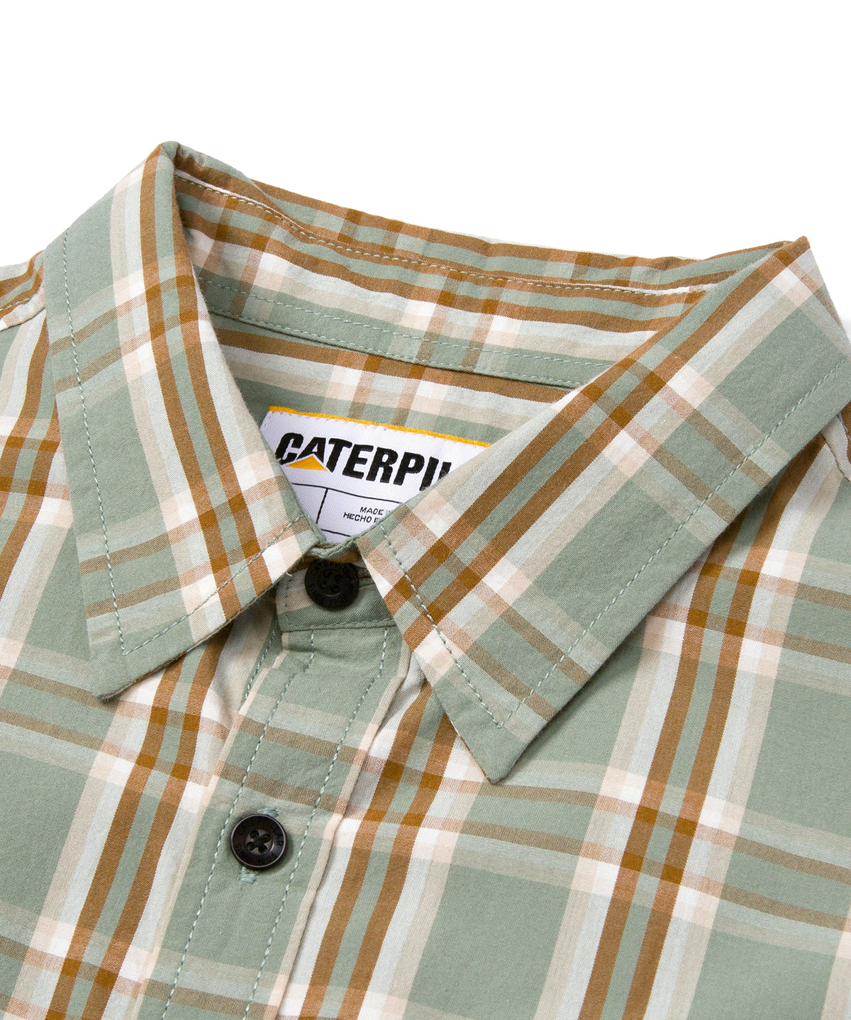 Camisa Manga corta Casual Hombre PLAID POPLIN S/S SHIRT Verde CAT