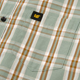 Camisa Manga corta Casual Hombre PLAID POPLIN S/S SHIRT Verde CAT