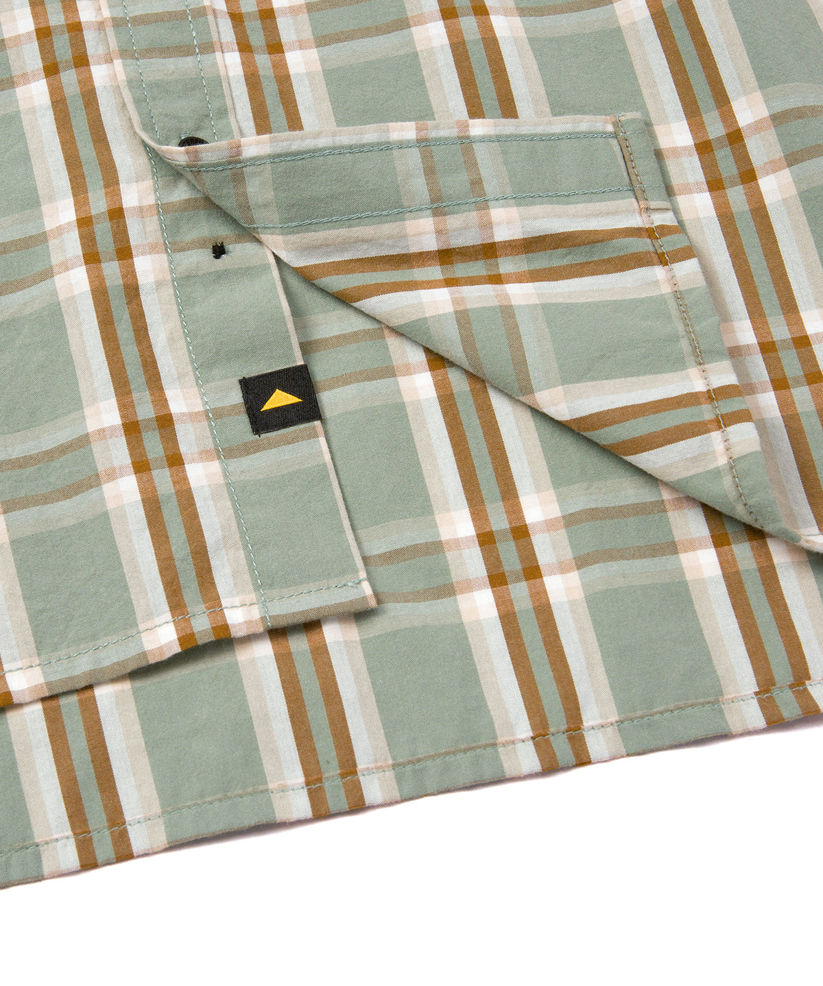 Camisa Manga corta Casual Hombre PLAID POPLIN S/S SHIRT Verde CAT