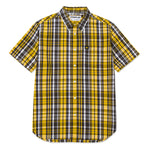 Camisa Manga corta Casual Hombre PLAID POPLIN S/S SHIRT Amarillo CAT