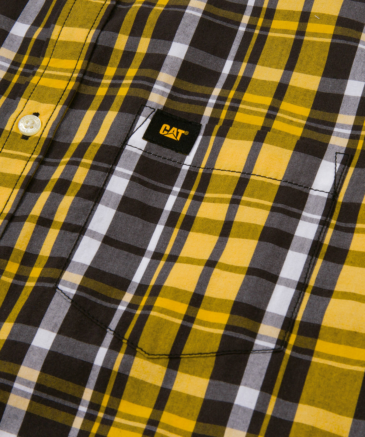 Camisa Manga corta Casual Hombre PLAID POPLIN S/S SHIRT Amarillo CAT