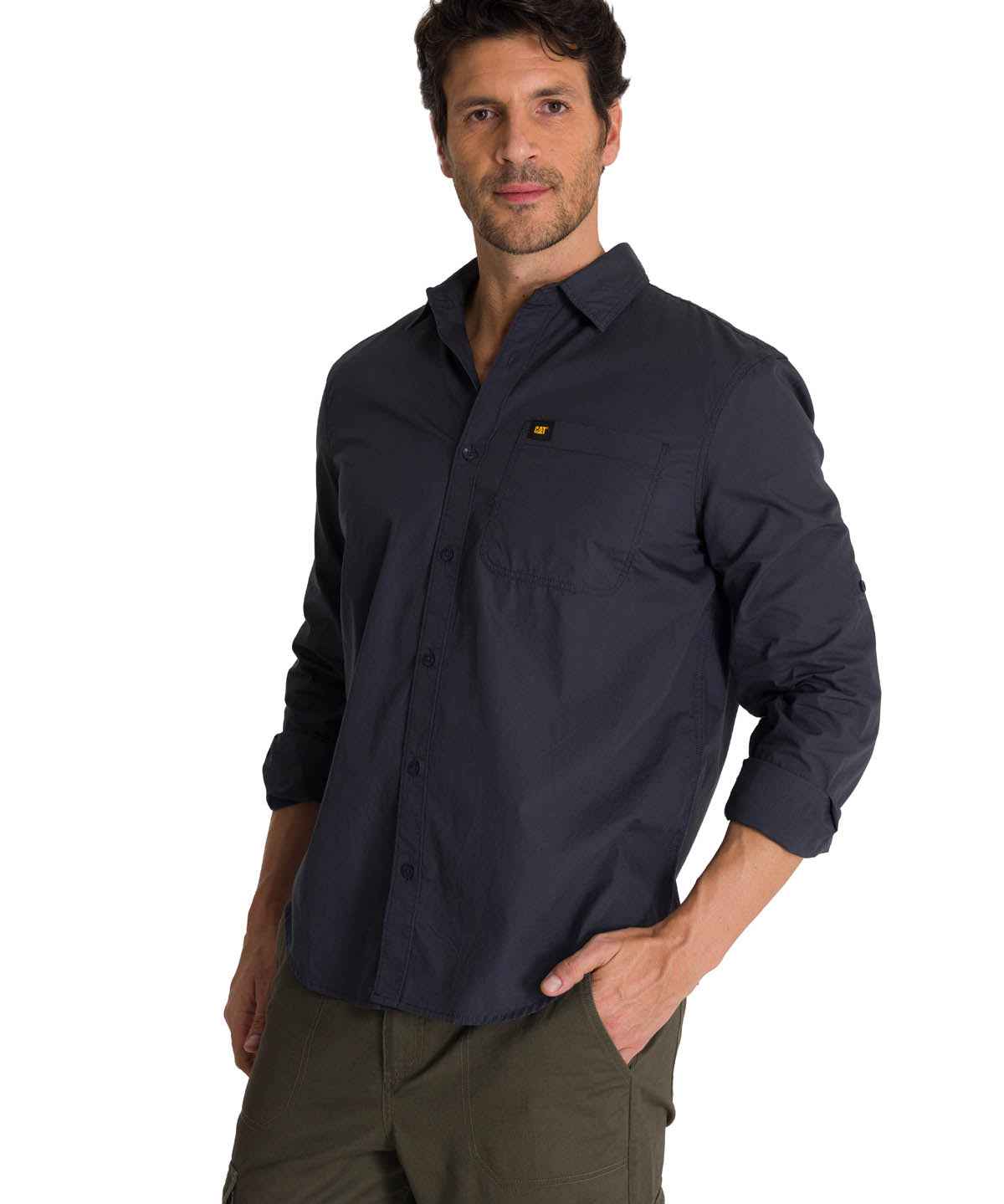 Camisa Manga Larga Hombre Convertible Azul Oscuro CAT