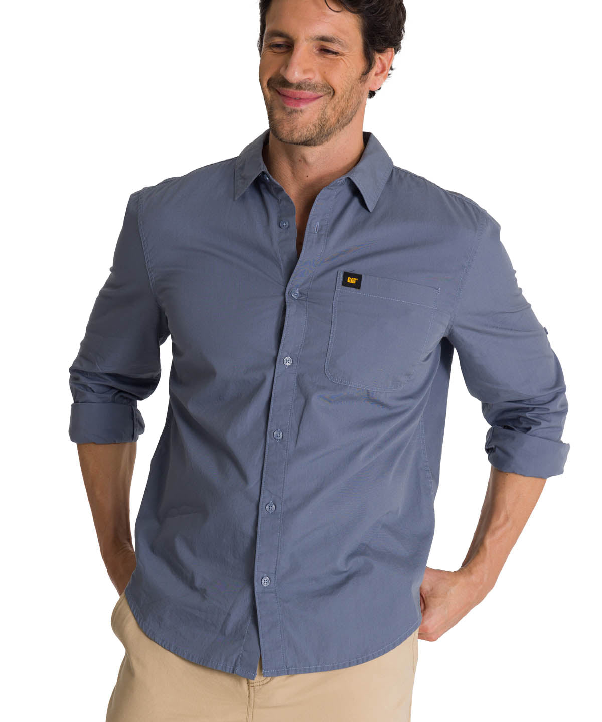 Camisa Manga Larga Hombre Convertible Azul Acero CAT