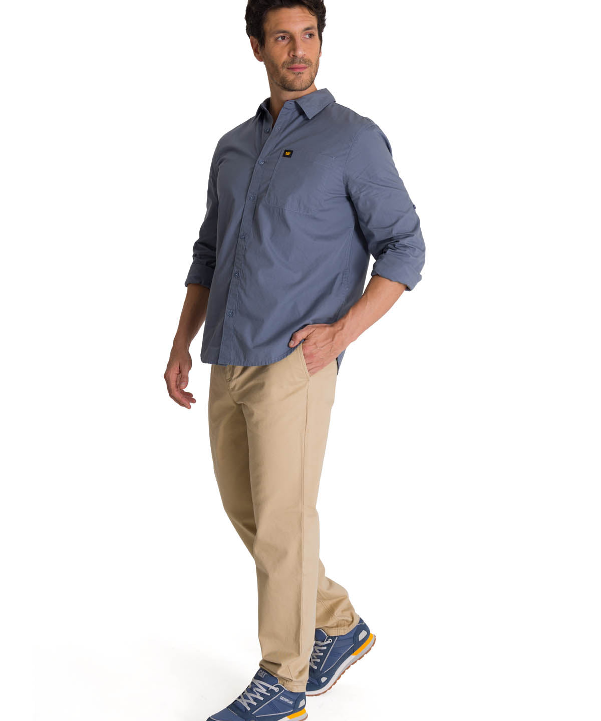 Camisa Manga Larga Hombre Convertible Azul Acero CAT