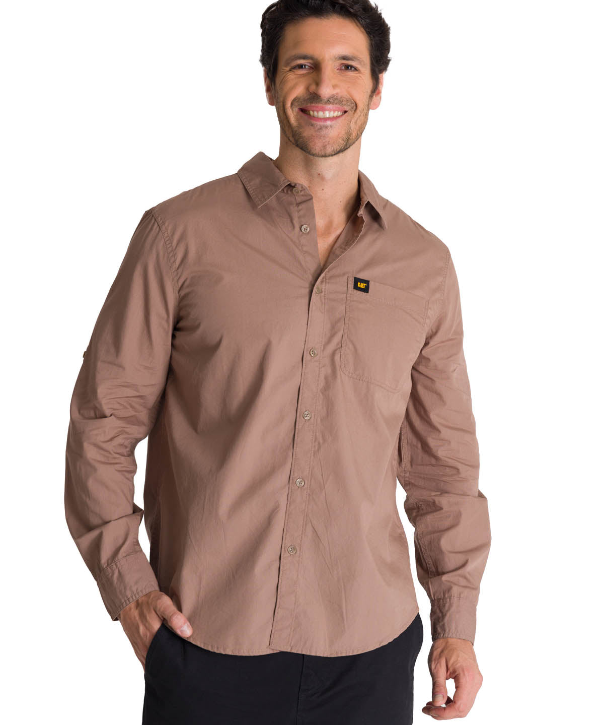 Camisa Manga Larga Hombre Convertible Café CAT