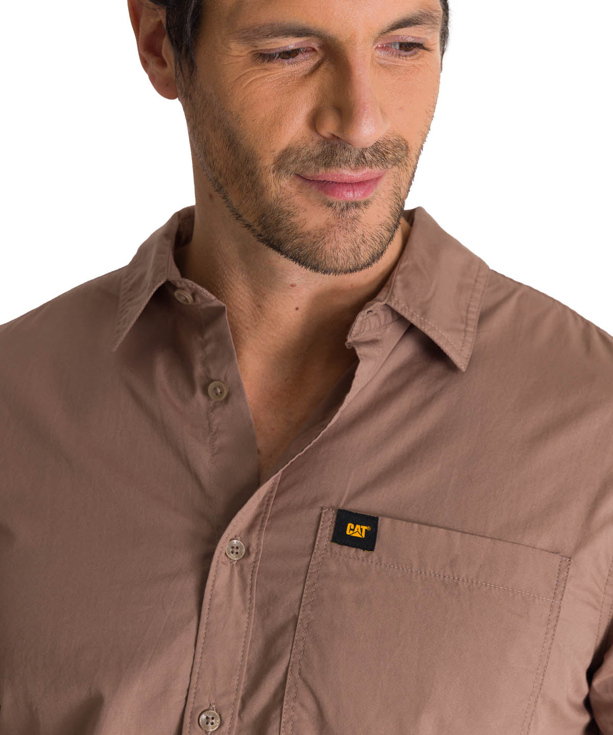 Camisa Manga Larga Hombre Convertible Café CAT