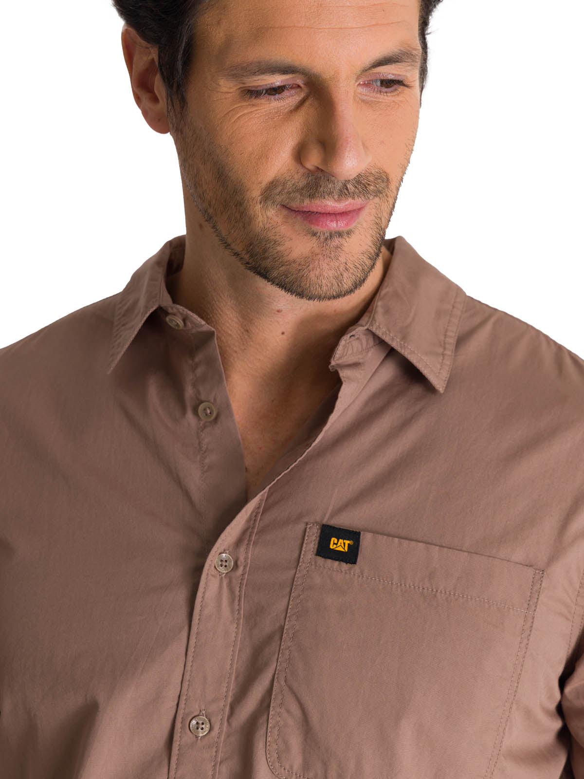 Camisa Manga Larga Hombre Convertible Café CAT