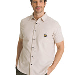 Camisa Manga Corta Hombre Oxford Relaxed Beige CAT