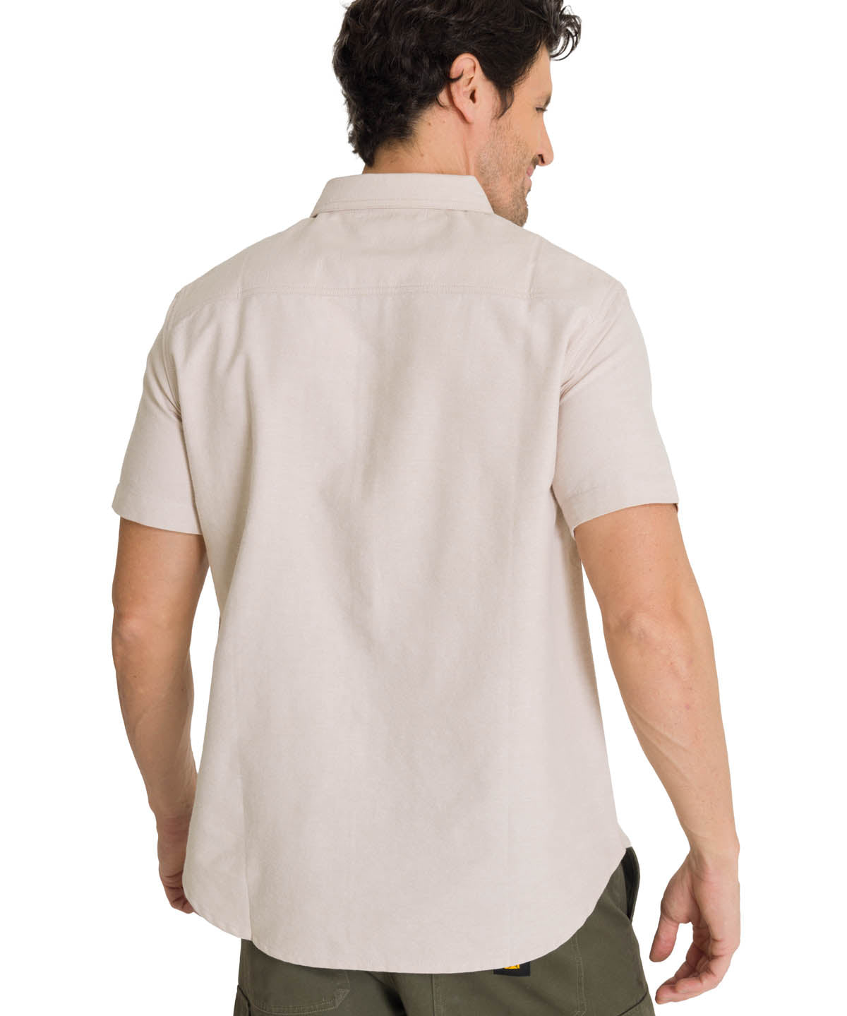 Camisa Manga Corta Hombre Oxford Relaxed Beige CAT