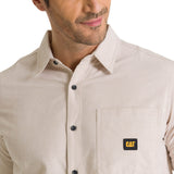 Camisa Manga Corta Hombre Oxford Relaxed Beige CAT