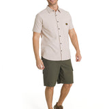 Camisa Manga Corta Hombre Oxford Relaxed Beige CAT