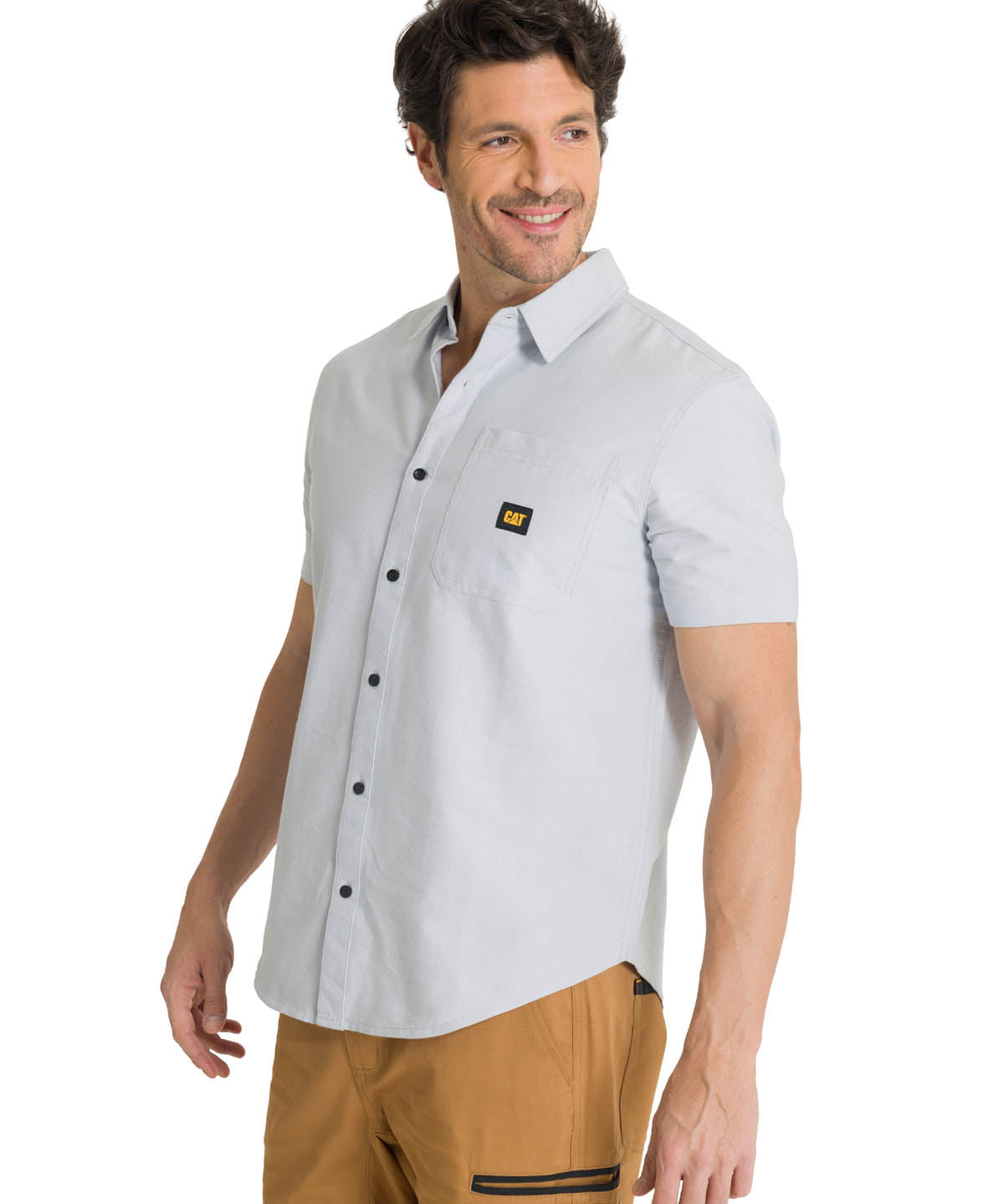 Camisa Manga Corta Hombre Oxford Relaxed Azul CAT