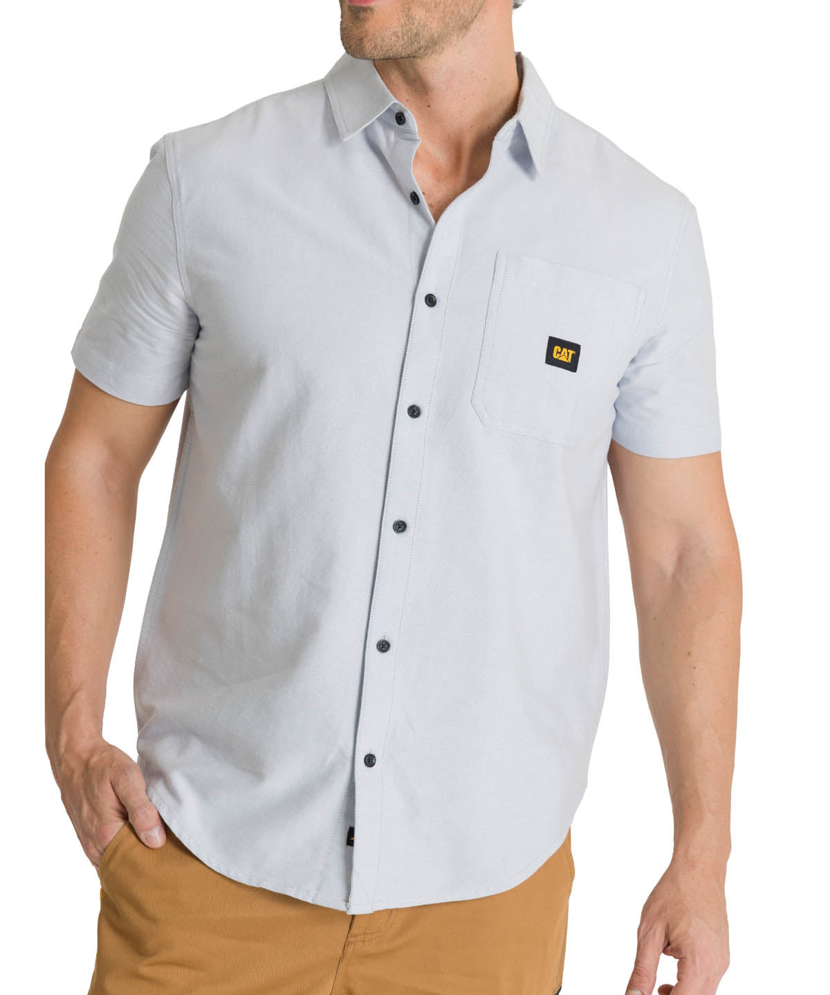 Camisa Manga Corta Hombre Oxford Relaxed Azul CAT