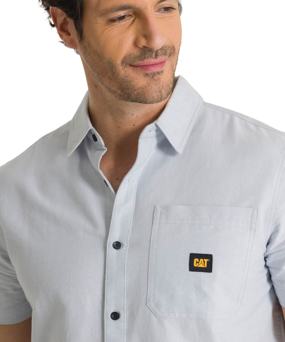 Camisa Manga Corta Hombre Oxford Relaxed Azul CAT