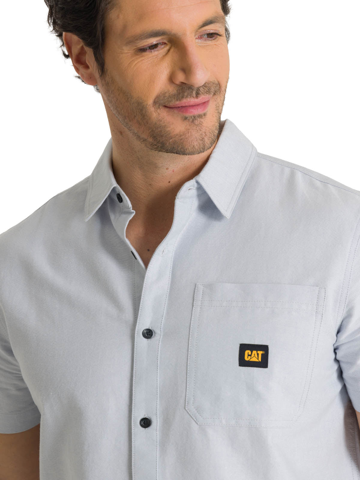 Camisa Manga Corta Hombre Oxford Relaxed Azul CAT