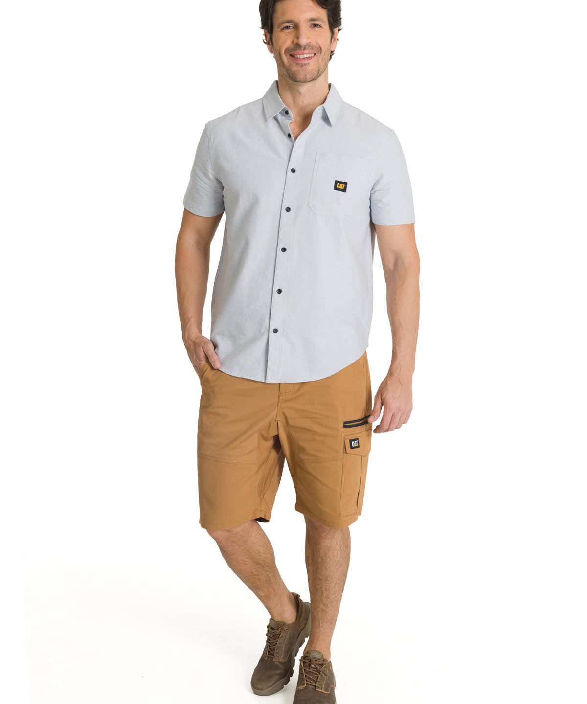 Camisa Manga Corta Hombre Oxford Relaxed Azul CAT