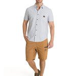 Camisa Manga Corta Hombre Oxford Relaxed Azul CAT